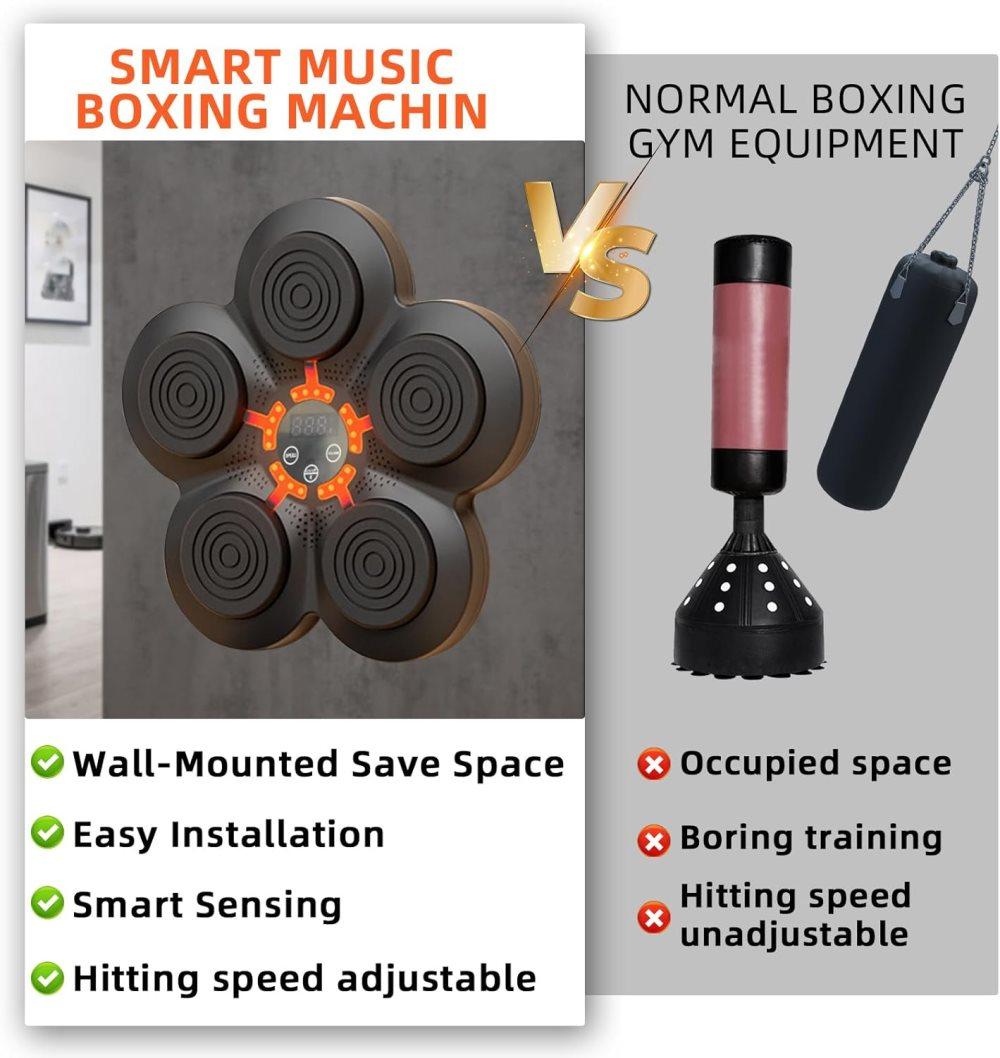 Smart Electric Boxing Trainer with Speaker, Black, Compatible with Smart Music Boxing Machine（Adults） - Image 4