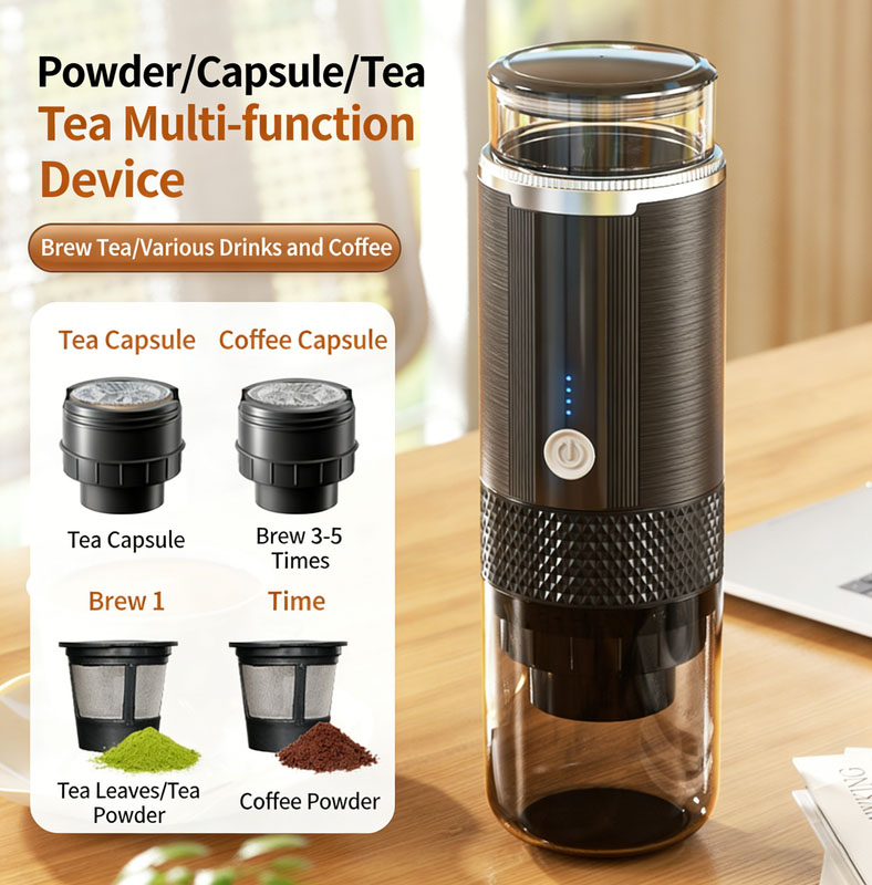 Portable Handheld Coffee Maker, compatible with K Cup Capsules and Ground Coffee, Manually Operated for Camping Travel - Image 3