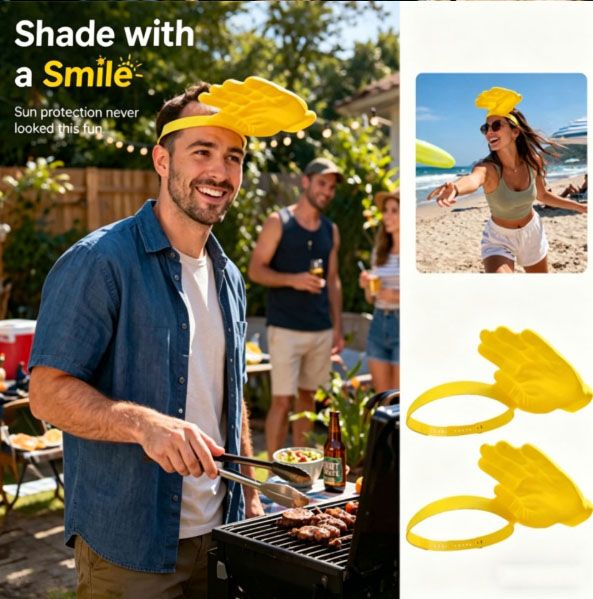 Novelty Hand Shaped Sun Visor Hat, Funny Palm Headband UV Protection Sun Hat, Creative Photo Prop for Women Men, Portable Summer Outdoor Beach Travel Sunshade Headband, One Size Fits All - Image 2