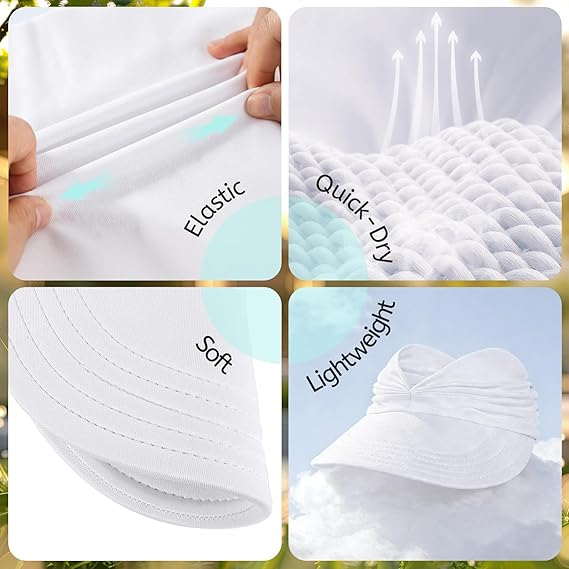 Women's UPF 50+ UV Protection Sun Visor Hat |  That Girl Aesthetic High Ponytail Wide Brim Hat | Birthday Gift for Her Beach Golf Hiking Outdoor Daily Casual WearWhite - Image 4