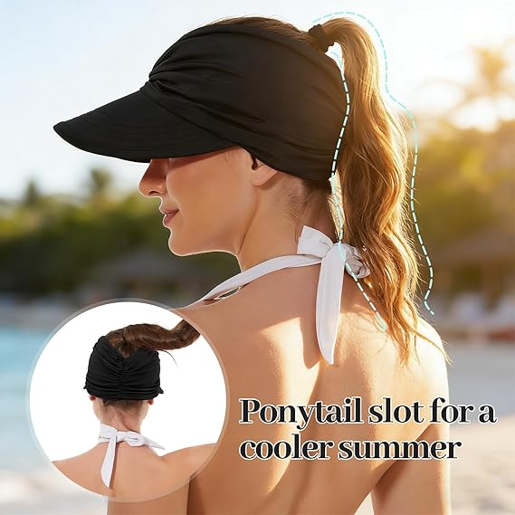 Women's UPF 50+ UV Protection Sun Visor Hat |  That Girl Aesthetic High Ponytail Wide Brim Hat | Birthday Gift for Her Beach Golf Hiking Outdoor Daily Casual WearPink - Image 6