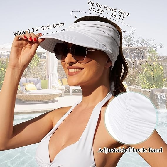 Women's UPF 50+ UV Protection Sun Visor Hat |  That Girl Aesthetic High Ponytail Wide Brim Hat | Birthday Gift for Her Beach Golf Hiking Outdoor Daily Casual WearRose Red - Image 2
