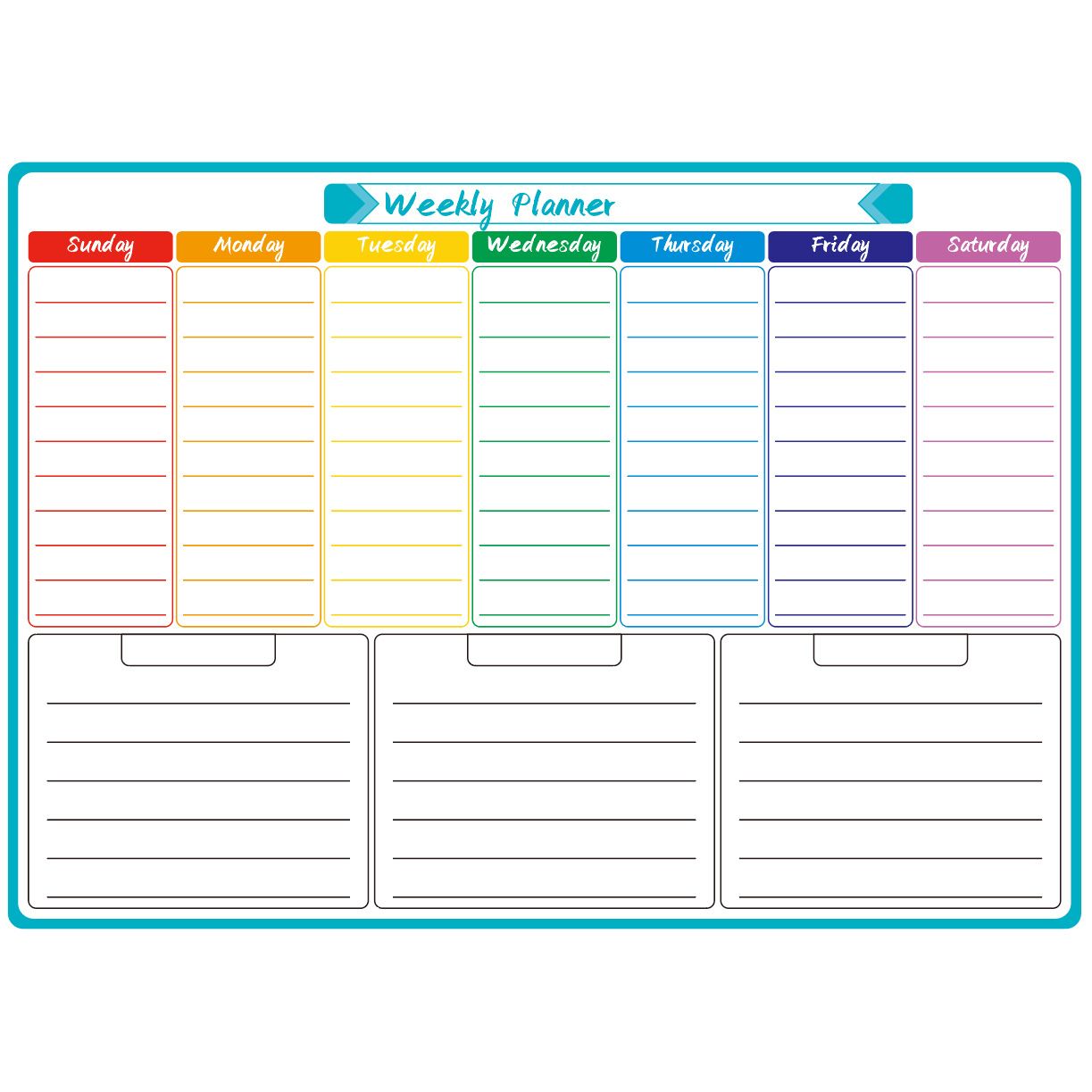 Magnetic Dry Erase Weekly & Monthly Planner Set, Fridge Whiteboard Calendar with 7 Markers & Eraser, Reusable Shopping List Board for Home, Office, Kitchen Organisation - Image 3
