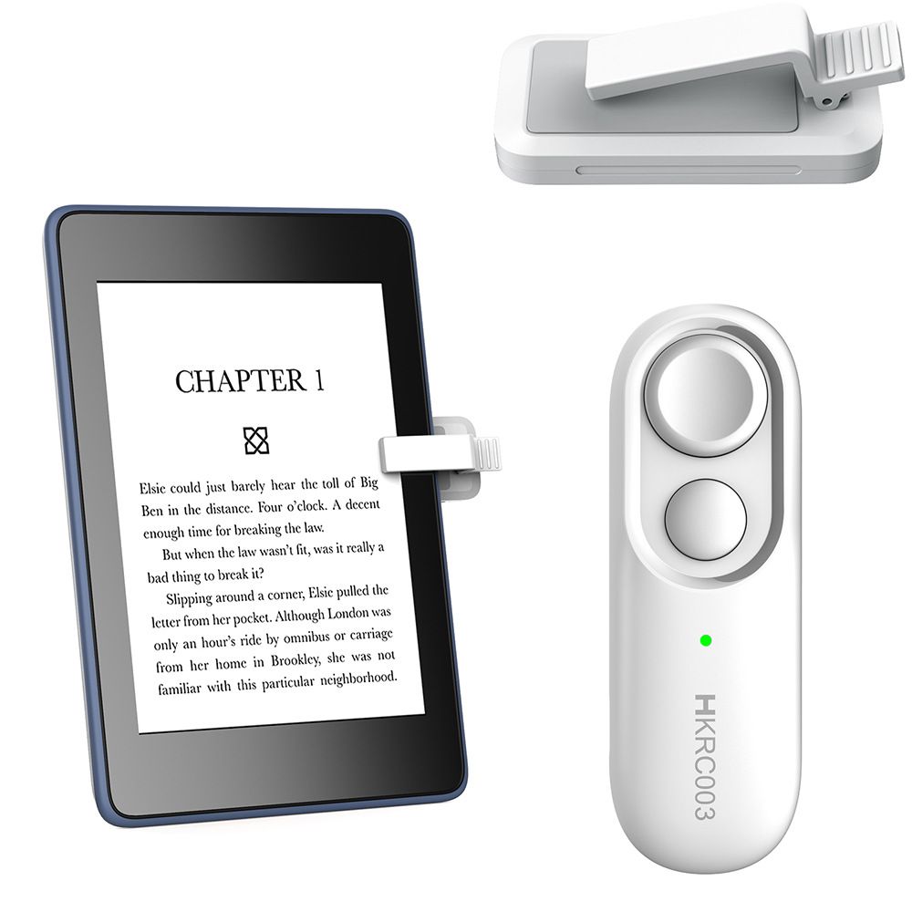 Rechargeable E-Reader Page Turner Remote with Clip - 2-in-1 Bluetooth Clicker for Kindle, Kobo, Oasis,Reusable Page Flipper for eBook Reading & Photography - Image 1