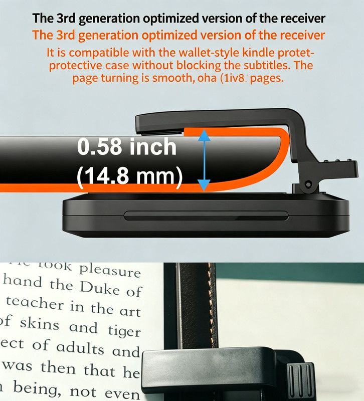 Rechargeable E-Reader Page Turner Remote with Clip - 2-in-1 Bluetooth Clicker for Kindle, Kobo, Oasis,Reusable Page Flipper for eBook Reading & Photography - Image 3