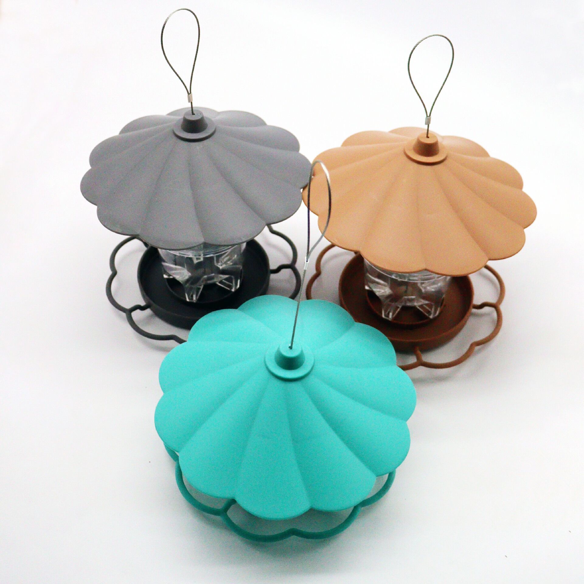 Automatic Hanging Large Capacity Multi-functional Bird Feeder (PP/PS) 820ML Capacity Size: 200*200*125mm Color: Grey - Image 1