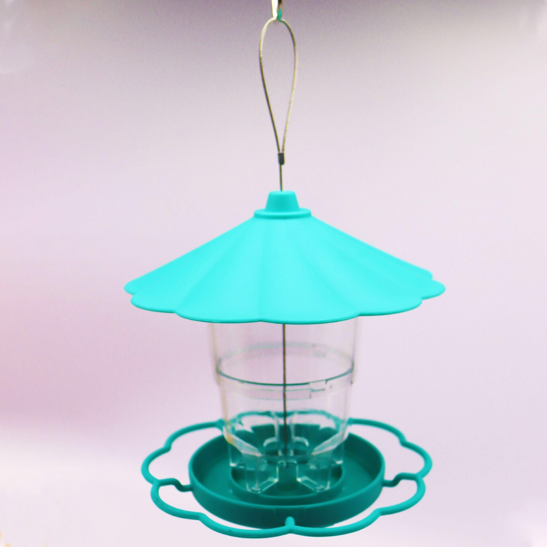 Automatic Hanging Large Capacity Multi-functional Bird Feeder (PP/PS) 820ML Capacity Size: 200*200*125mm Color: Grey - Image 3