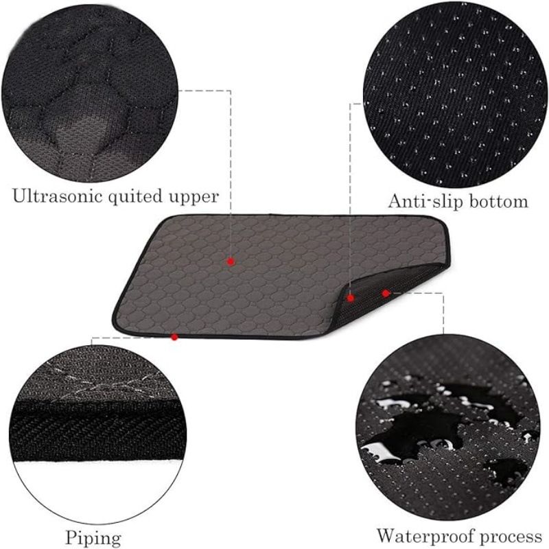 Waterproof Non-slip Washable & Reusable Guinea Pig Mat (Fabric) Size: 600mm*1200mm Color: Grey for Rabbits/Guinea Pigs (1pc) - Image 3
