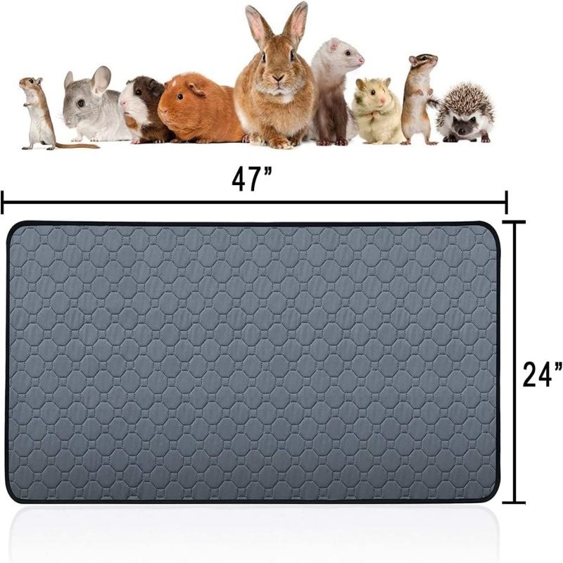 Waterproof Non-slip Washable & Reusable Guinea Pig Mat (Fabric) Size: 600mm*1200mm Color: Grey for Rabbits/Guinea Pigs (1pc) - Image 4