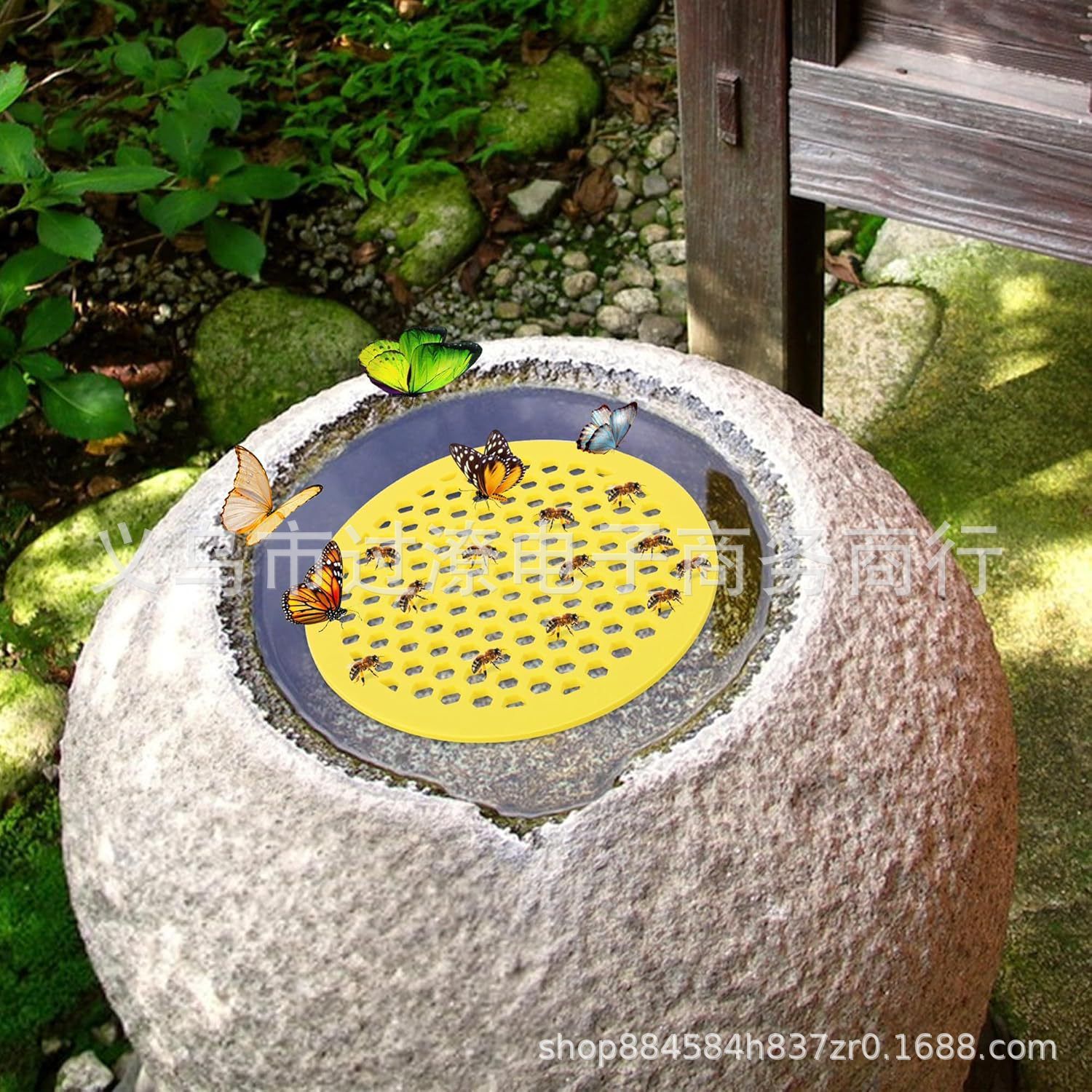 Bee Watering Tray (EVA) Size: Floating Color: Yellow Outdoor Use (1pc) - Image 2
