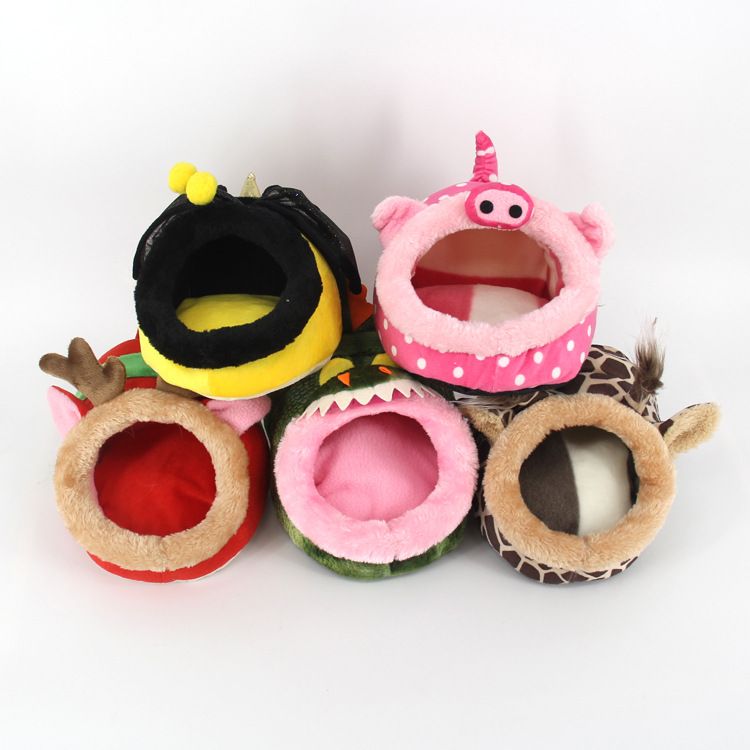 Pet Bed (Plush/PP Cotton) Size: 230mm Color: Green for Rabbits/Guinea Pigs (1pc) - Image 1
