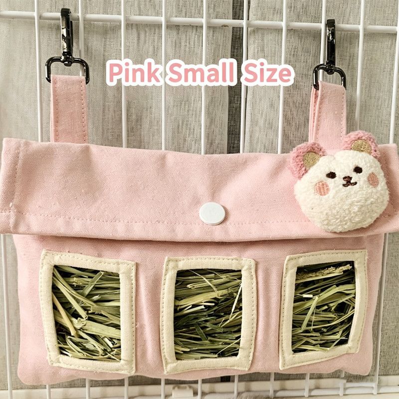 Hanging Hay Bag (Cotton Canvas) Size: 225mm*155mm Color: Yellow for Rabbits/Guinea Pigs (1pc) - Image 2