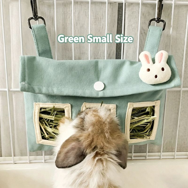 Hanging Hay Bag (Cotton Canvas) Size: 225mm*155mm Color: Yellow for Rabbits/Guinea Pigs (1pc) - Image 3