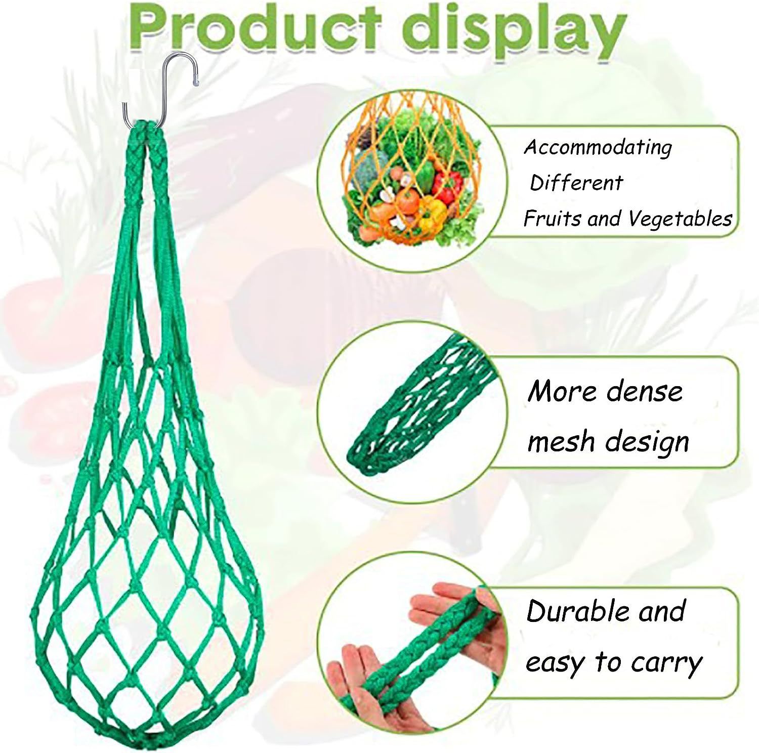 Hanging Feeding Net Bag (Nylon) Size: 570mm Color: Green for Parrots (2pc) - Image 3