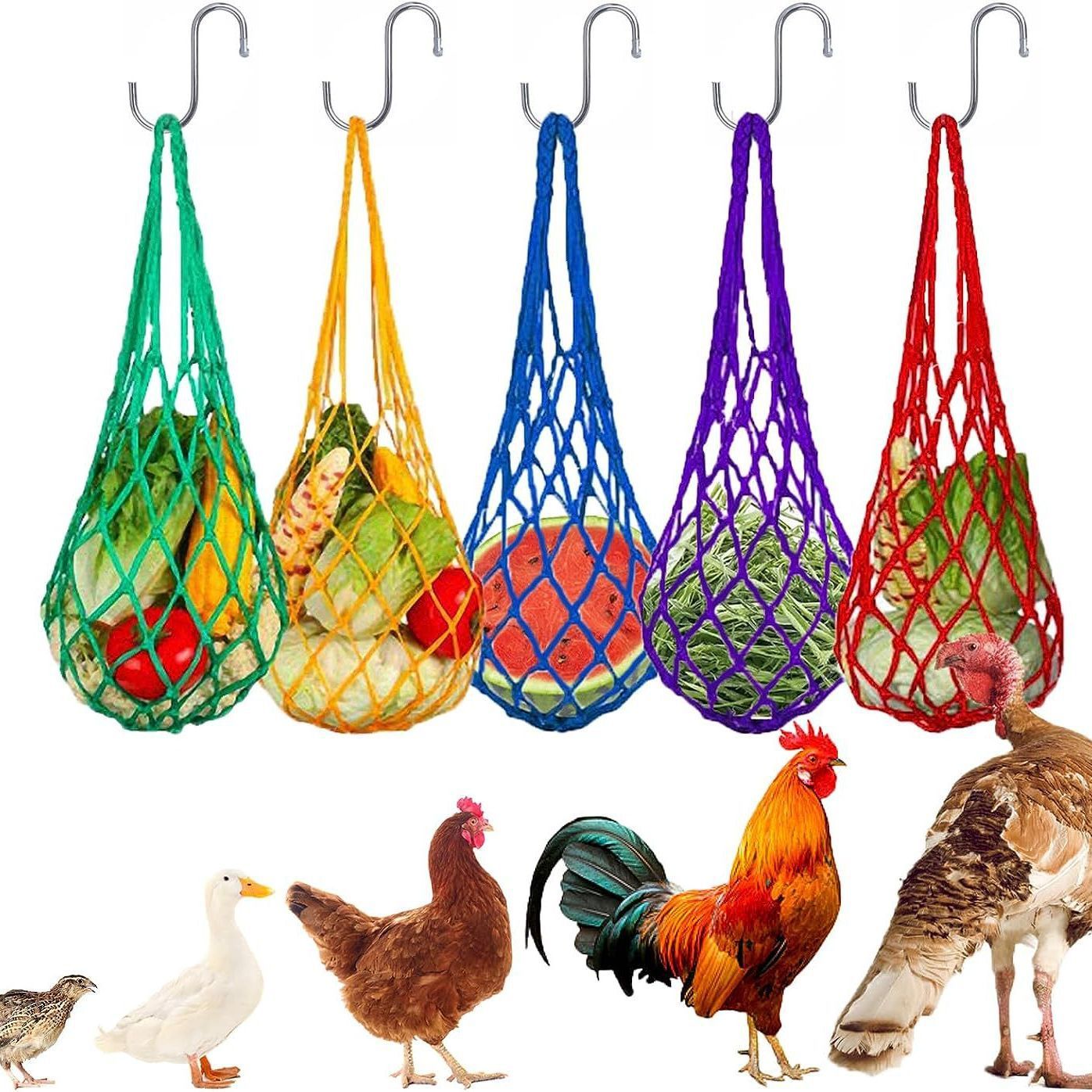 Hanging Feeding Net Bag (Nylon) Size: 570mm Color: Blue for Parrots (2pc) - Image 1