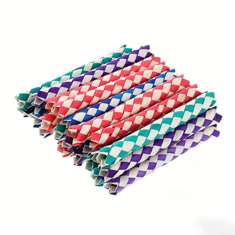 Bird Toy (Palm Leaf/Wood) Size: 150mm Color: Red For Parrots (10pc) - Image 3