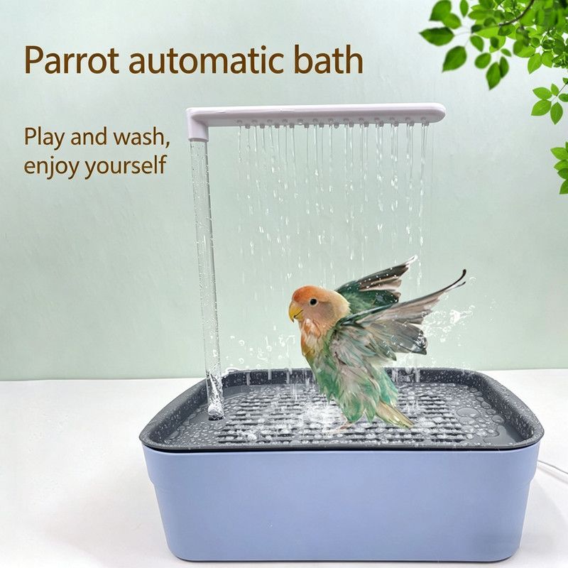 Automatic Bathing Tub (Plastic) Size: 315mm*215mm*340mm Color: Blue for Parrots (1pc) - Image 1