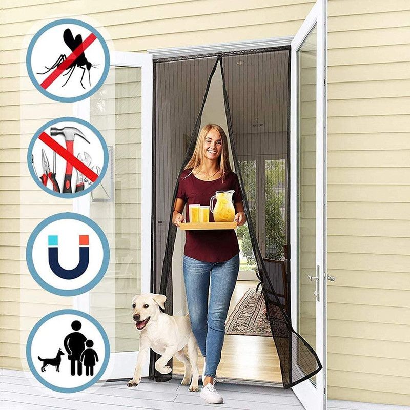 Magnetic Door Screens - 80x210 cm Self-Closing - High-Density Insect Mesh - No Drilling Required - Black - Image 2