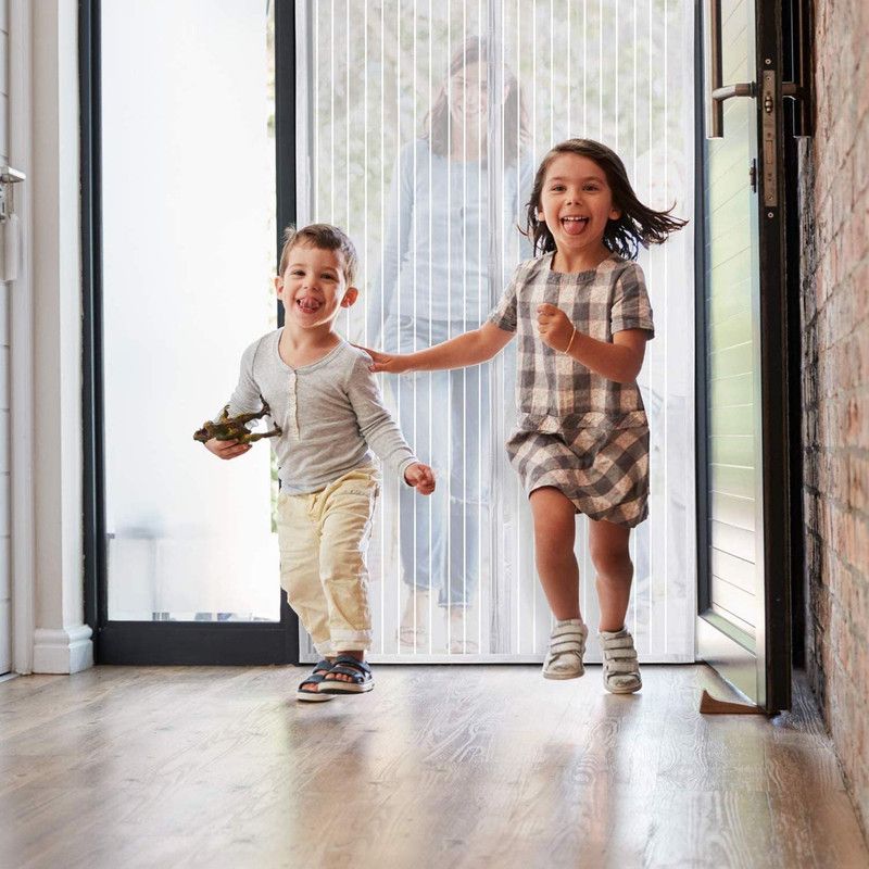 Magnetic Door Screens - 90x210 cm Self-Closing - High-Density Insect Mesh - No Drilling Required - White - Image 2