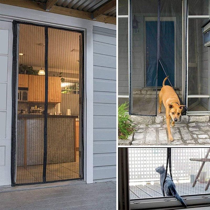 Magnetic Door Screens - 100x210 cm Self-closing - High-Density Insect Screen - No Drilling Required - Grey - Image 2