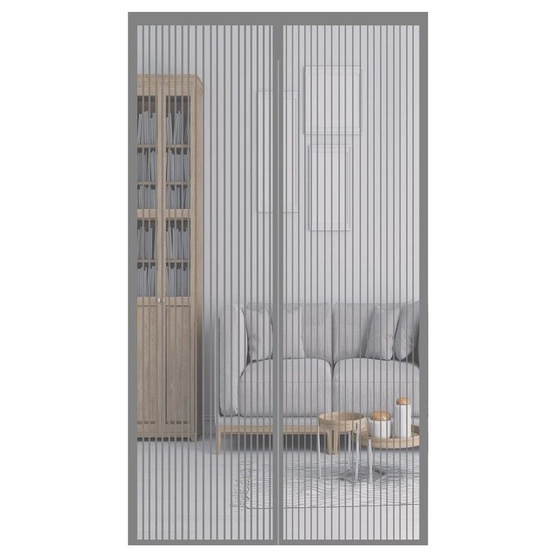 Magnetic Door Screens - 120x210 cm Self-closing - High-Density Insect Screen - No Drilling Required - Grey - Image 1