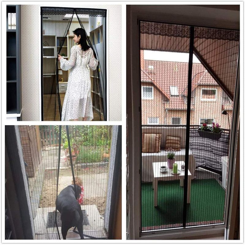 Magnetic Door Screens - 90x210 cm Self-closing - High-Density Insect Screen - No Drilling Required - Brown - Image 2