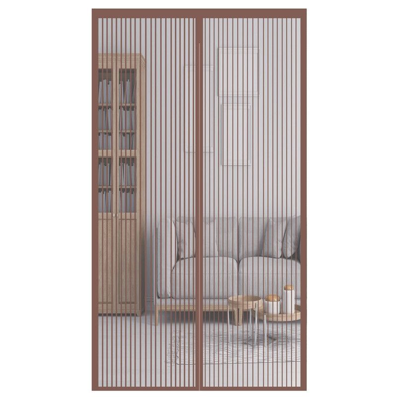 Magnetic Door Screens - 80x210 cm Self-closing - High-Density Insect Screen - No Drilling Required - Brown - Image 1