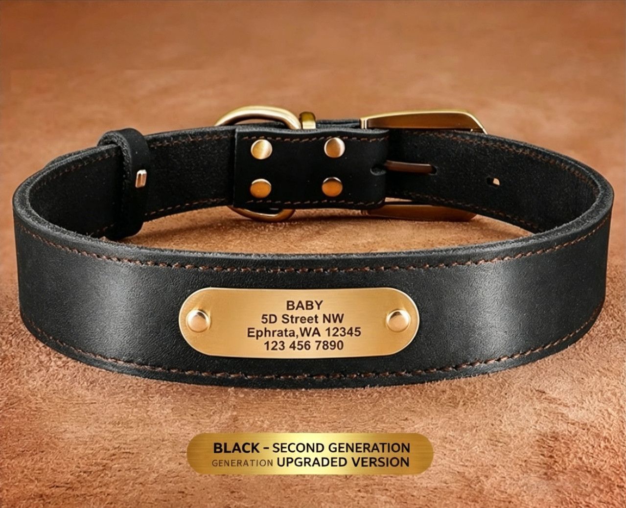 Premium Genuine Leather Dog Collar/Durable Real Leather Adjustable Collars For Male Female(XS,Black) - Image 1