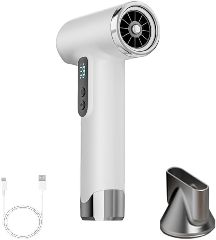 Rechargeable Cordless Handheld Hair Dryer with LED Temperature Display, Portable USB Wireless Mini Blow Dryer for Travel Camping Home Use（White） - Image 1