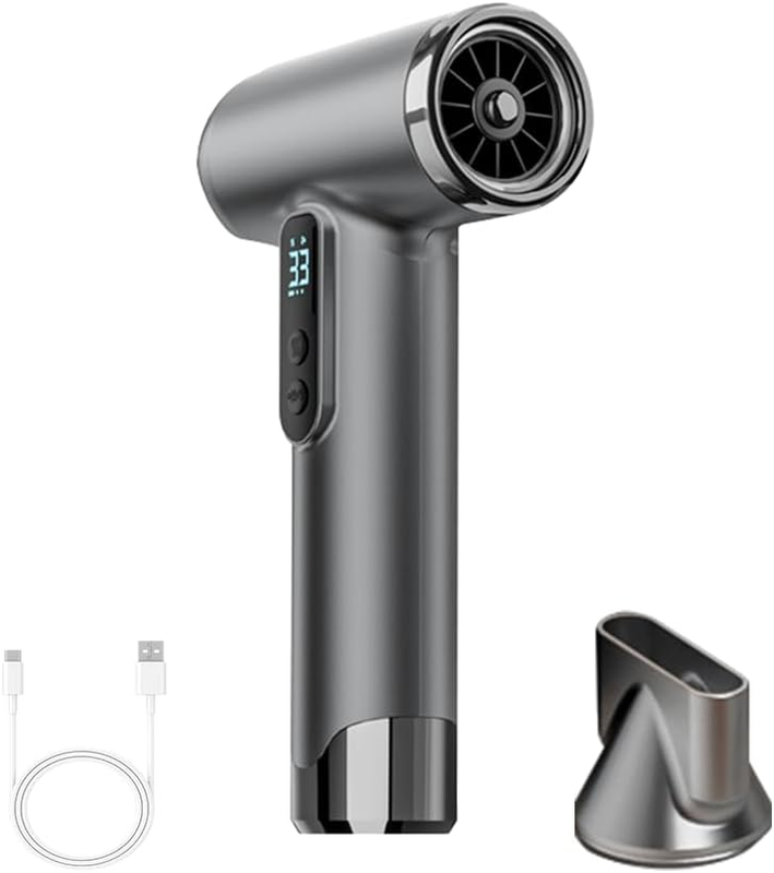Rechargeable Cordless Handheld Hair Dryer with LED Temperature Display, Portable USB Wireless Mini Blow Dryer for Travel Camping Home Use（Gray） - Image 1