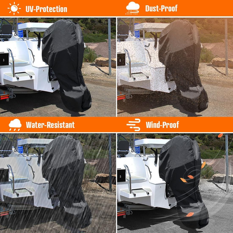 600D Oxford Cloth Outboard Motor Cover, Waterproof UV Resistant Boat Engine Protective Cover for Yacht Fishing Boat（20-30HP） - Image 7