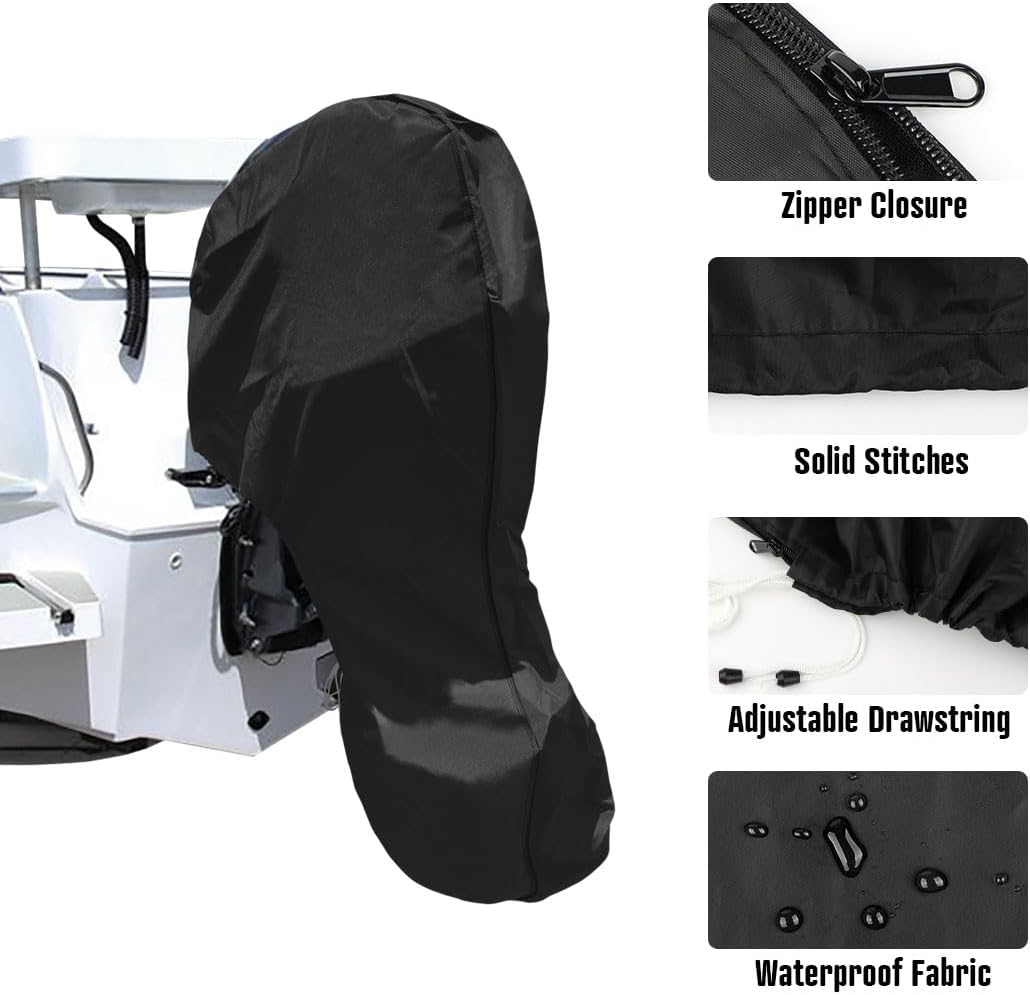 600D Oxford Cloth Outboard Motor Cover, Waterproof UV Resistant Boat Engine Protective Cover for Yacht Fishing Boat（60-100HP） - Image 2