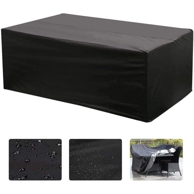 Rectangular Table Cover for Garden Furniture, UV Protection, Black, 150 x 130 x 90 cm - Image 1