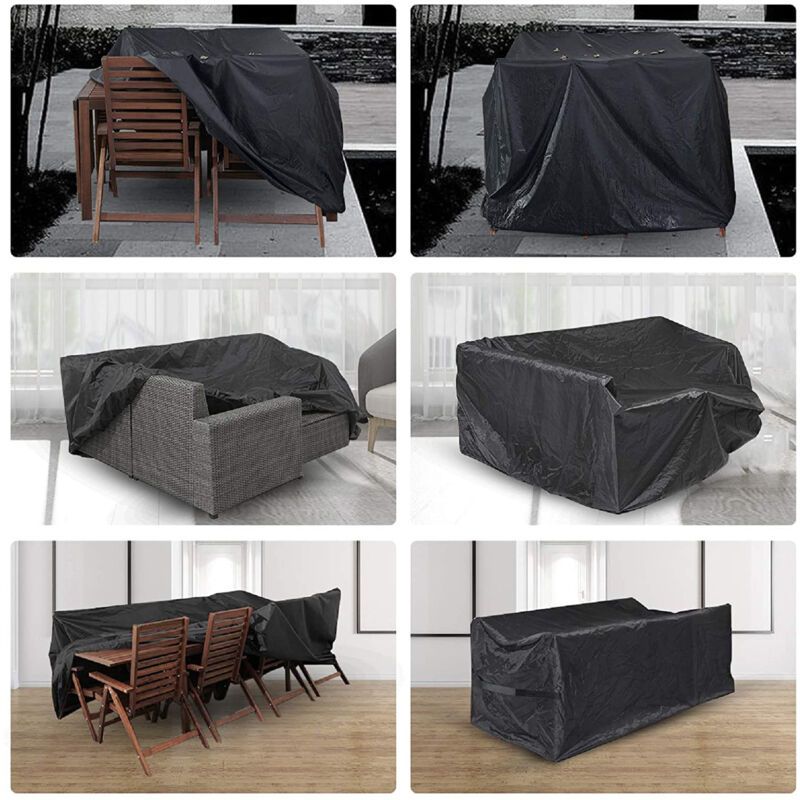Rectangular Table Cover for Garden Furniture, UV Protection, Black, 150 x 130 x 90 cm - Image 3