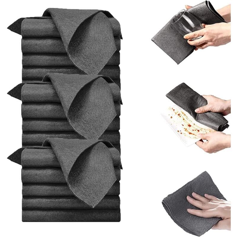 15 Pack Magic Cleaning Cloth, Reusable Cleaning Cloths for Windows, Kitchen, Glass and Cars, Black, 7.9 x 11.8 Inch - Image 1