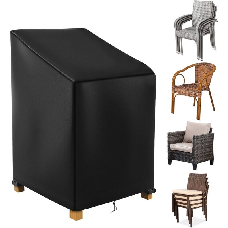 Garden Chair Cover, 420D Oxford Waterproof Stackable Outdoor Chair Cover, Black, 70 x 70 x 85/125 cm - Image 1