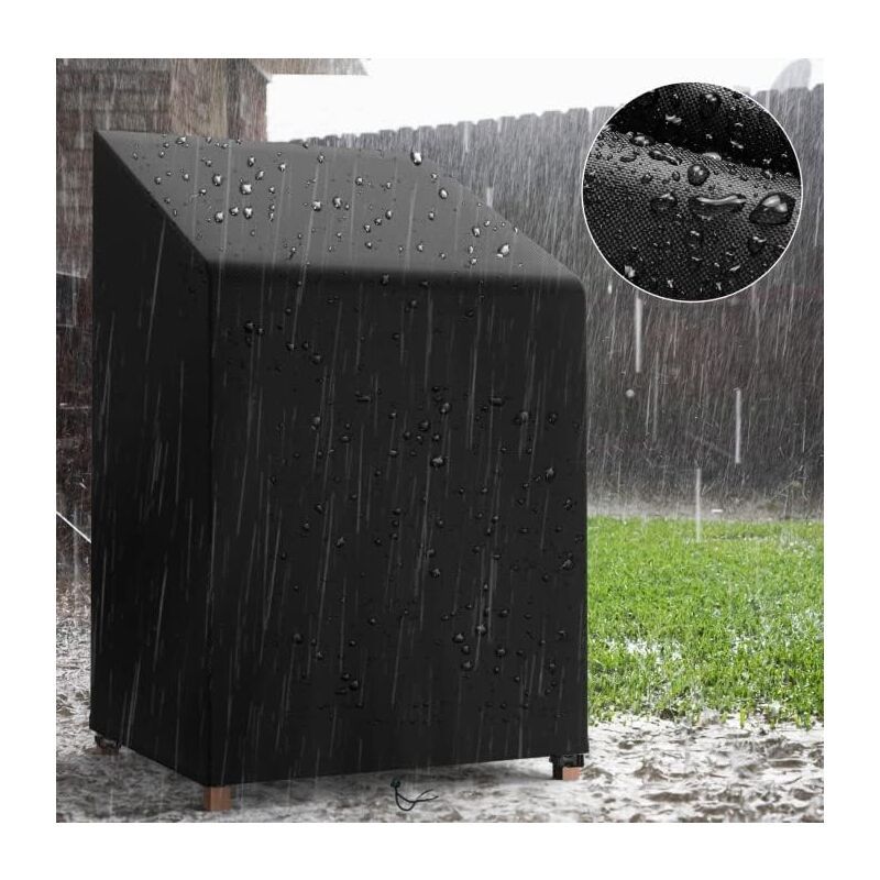 Garden Chair Cover, 420D Oxford Waterproof Stackable Outdoor Chair Cover, Black, 70 x 70 x 85/125 cm - Image 2