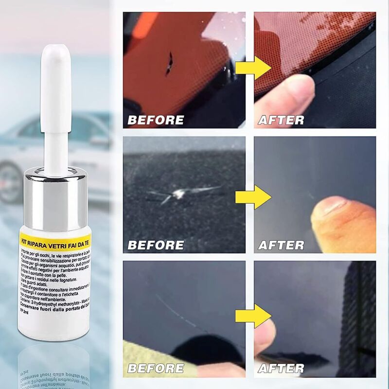 Windshield Repair Kit, Cracked Glass Repair Glue for Chips, Bubbles, Star and Half Moon Cracks - Image 3