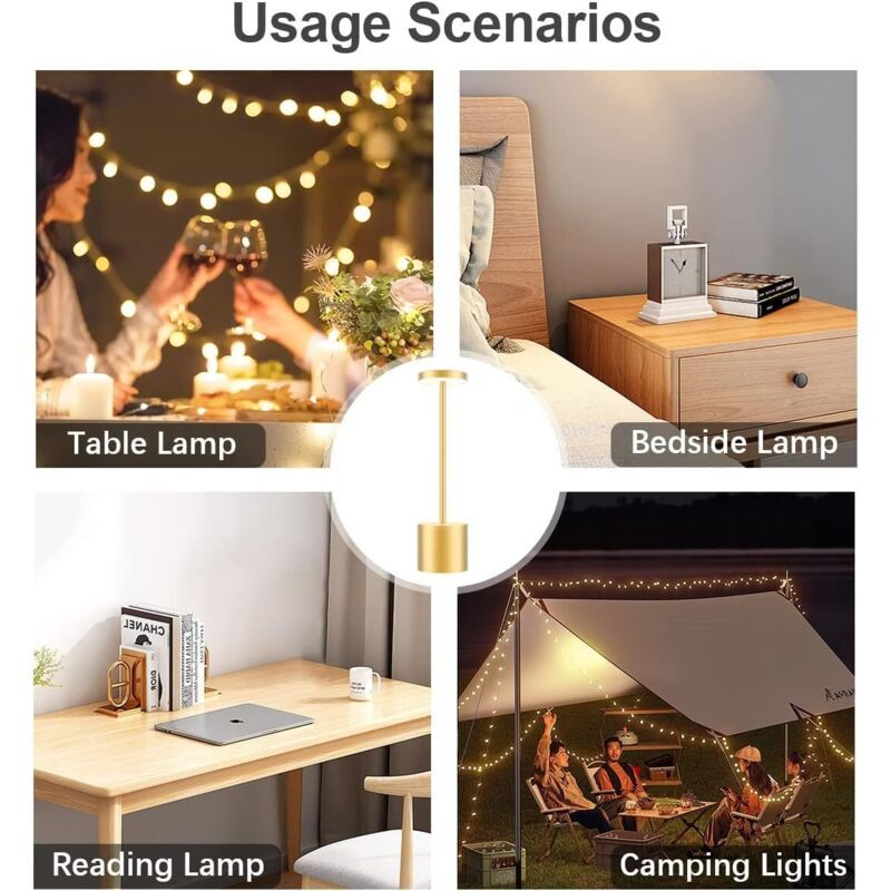 Table Lamp, Rechargeable Wireless LED Metal Desk Lamp, 5000mAh USB Charging, 3 Color Modes - Image 4