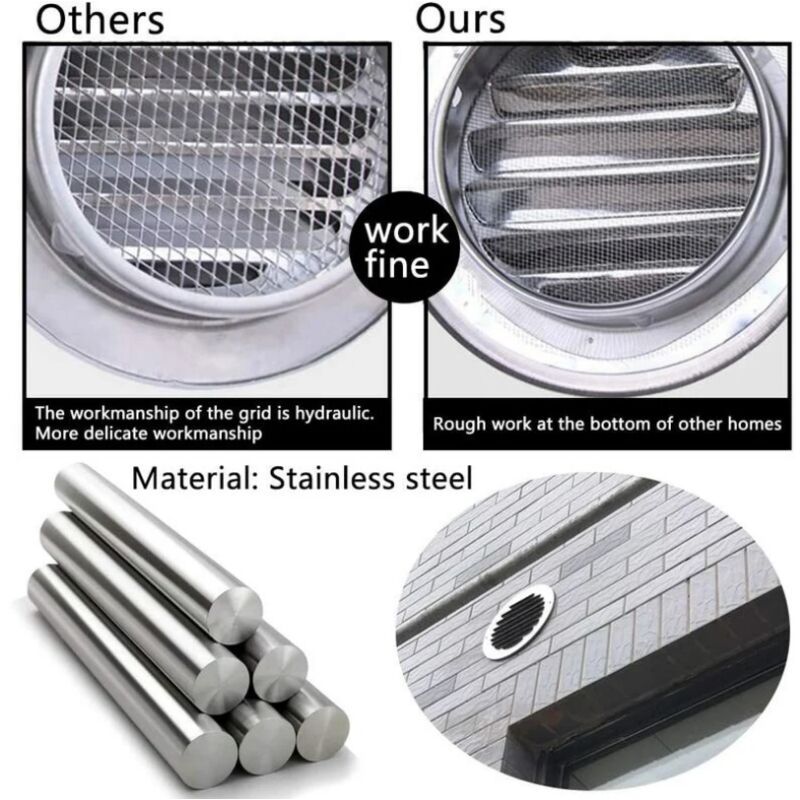 Round Ventilation Grille, Stainless Steel Vent Grille with Net, for 100 mm Opening - Image 3