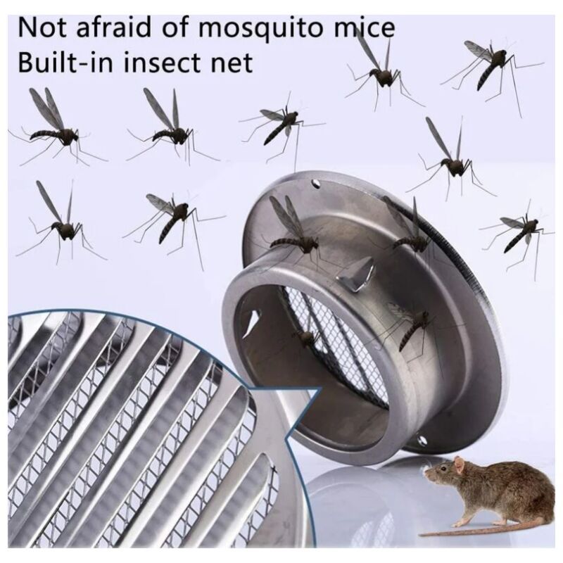 Round Ventilation Grille, Stainless Steel Vent Grille with Net, for 100 mm Opening - Image 4