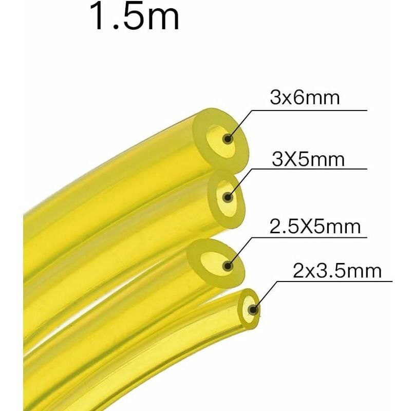 4 Pack Fuel Line Hose, 4 Sizes 3 x 6 mm, 3 x 5 mm, 2.5 x 5 mm, 2 x 3.5 mm, 1.5 m Each - Image 2