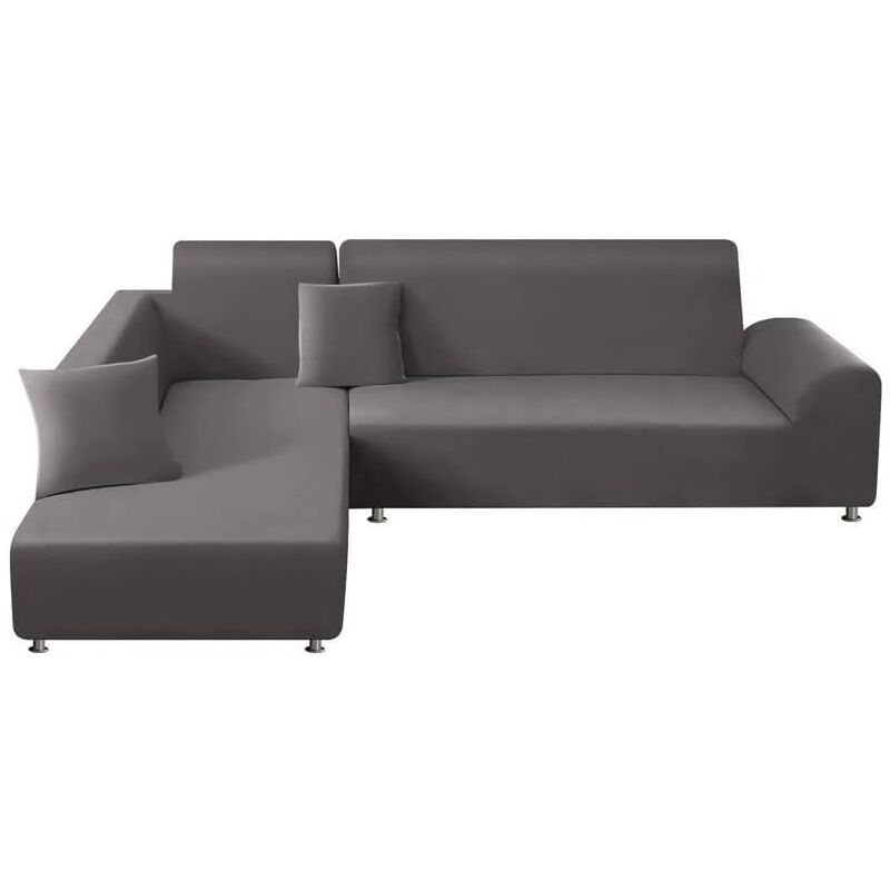 1 Piece Corner Sofa Cover with L Armrests and 1 Pillowcase, Stretch L Shape Cover, 90 to 140 cm - Image 1