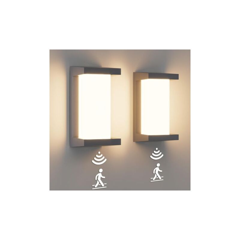 2 Pack Wall Light with Motion Sensor, LED 18W 3000K 1200 Lumens, IP65 Waterproof - Image 1