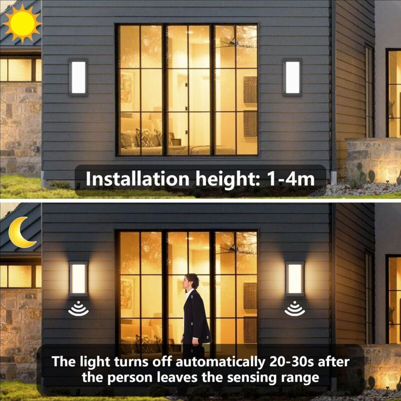 2 Pack Wall Light with Motion Sensor, LED 18W 3000K 1200 Lumens, IP65 Waterproof - Image 4