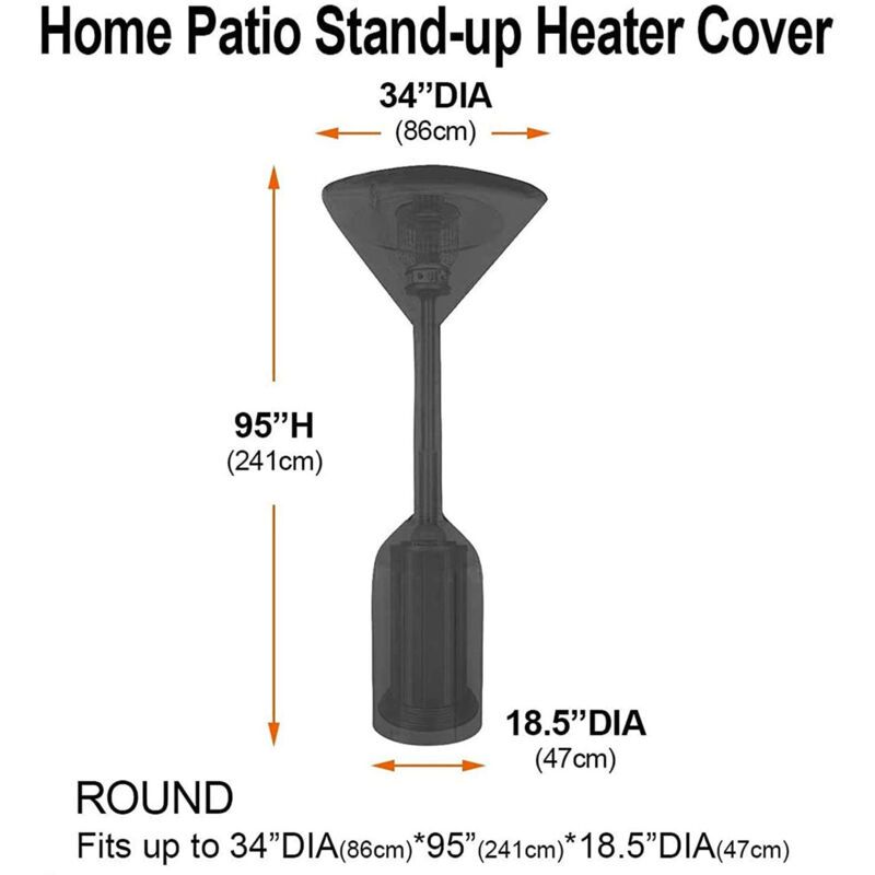 Gas Patio Heater Cover, Water Resistant Parasol Heater Cover, Black, 241 x 86 x 47 cm - Image 3