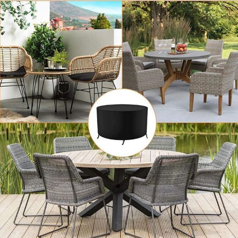 Round Garden Furniture Cover, Heavy Duty 210D Oxford Protective Cover, 128 x 71 cm - Image 4