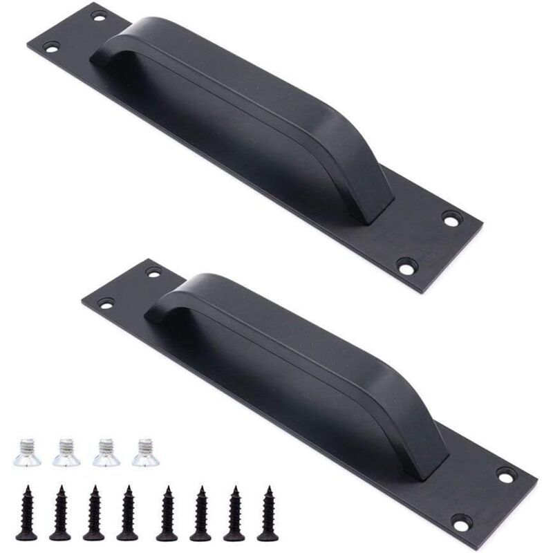 2 Pack Sliding Door Handle, Aluminum Alloy Cabinet and Cupboard Handle, Black, 20 x 4 cm - Image 1
