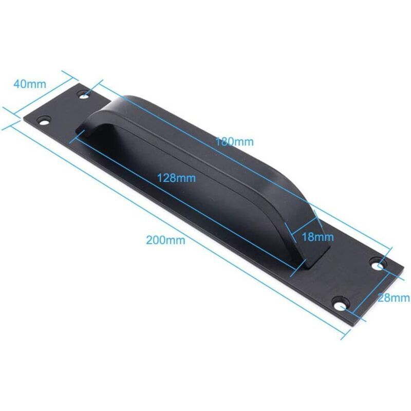 2 Pack Sliding Door Handle, Aluminum Alloy Cabinet and Cupboard Handle, Black, 20 x 4 cm - Image 2