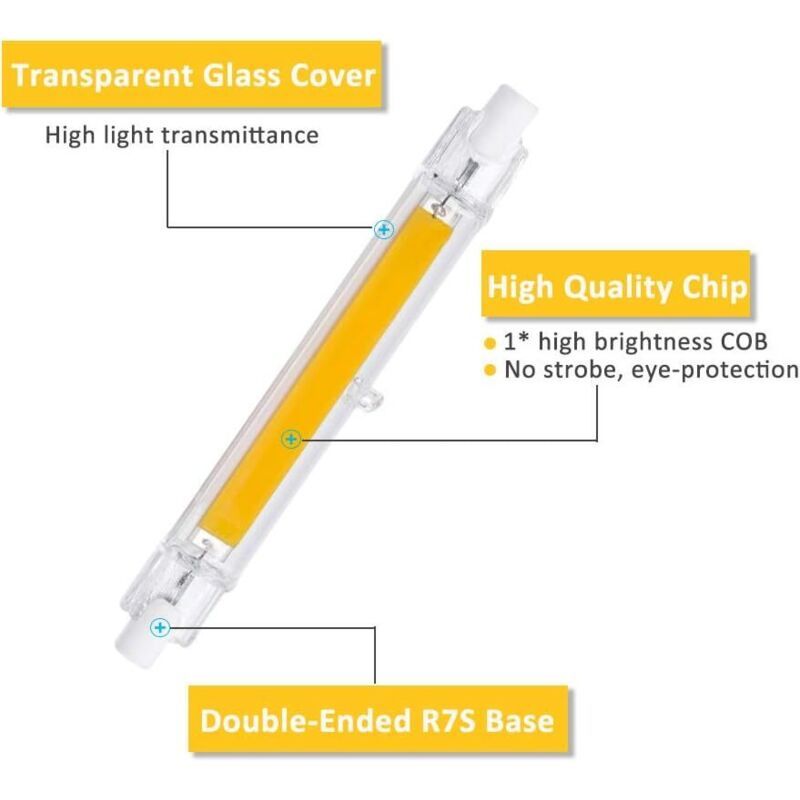 2 Pack R7S LED Bulb, J78 78 mm 5W 3000K Warm White 500LM, Non Dimmable, Replaces 40W 50W Halogen - Image 4
